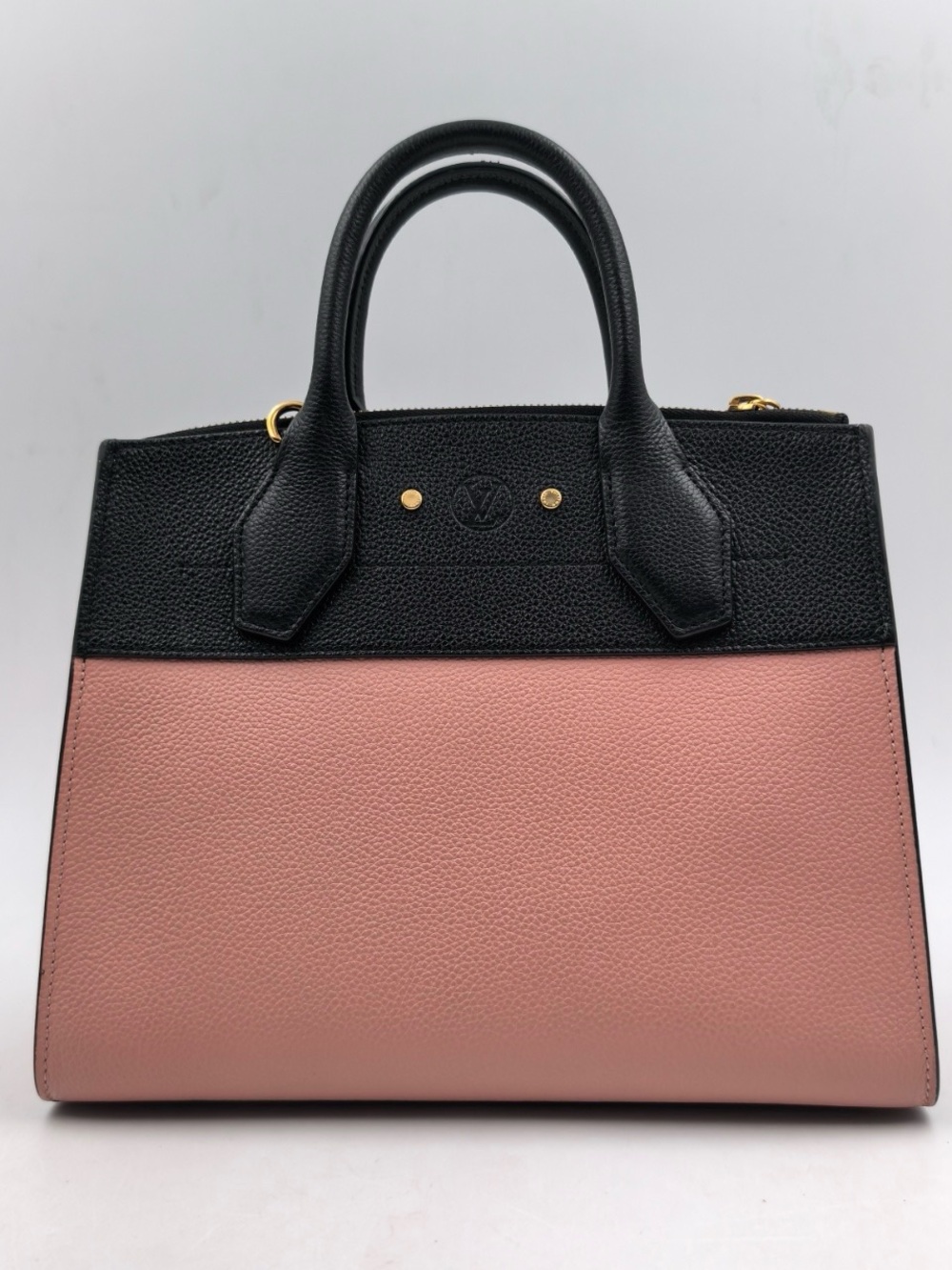 Louis Vuitton City Steamer MM Black and Dusty Pink Two-Tone Leather Satchel - Picture 3 of 14